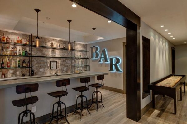 basement remodel with a wet bar | fbc remodel