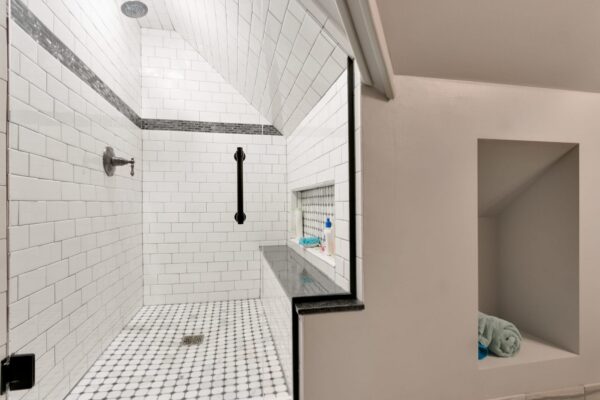 bathroom remodel with shower bench | fbc remodel