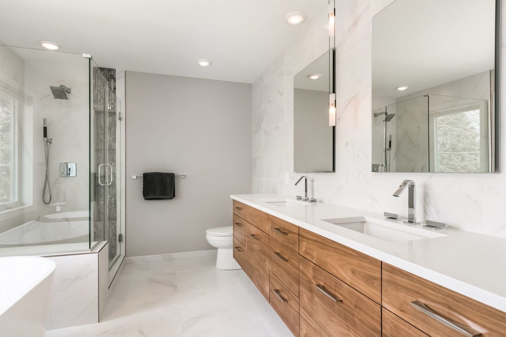 master bathroom | white countertops | bathroom remodel | fbc remodel