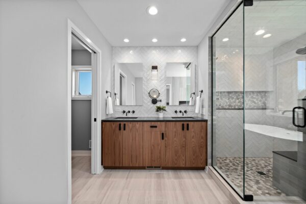 Transitional/Eclectic Bathroom Remodel | Primary Bathroom, Double Vanity, Water Closet, Shower | FBC Remodel