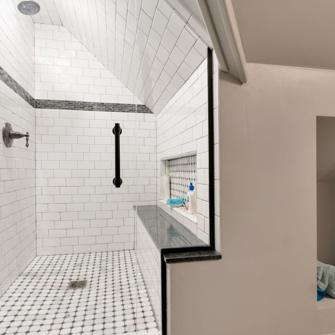 bathroom remodel with shower bench | fbc remodel