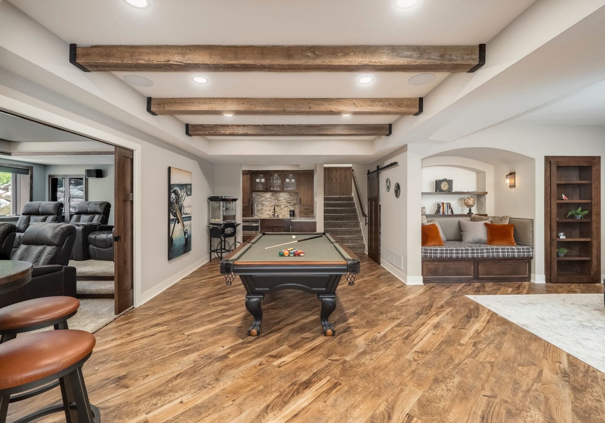 basement remodel | games room | wet bar | movie theaterf